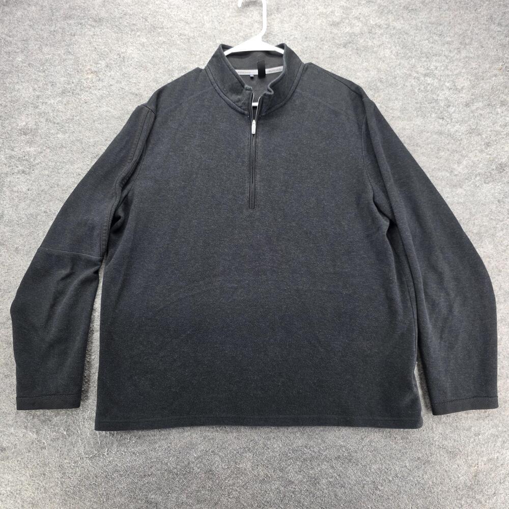 Adidas Sweatshirt Mens L Black Pullover Mock Neck 1/4 Zip Fleece Logo Relaxed